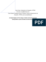 A Cidade-Região de Porto Alegre, Análise Da Desconcentração Metropolitana A Partir de Dados Sócio-Econômicos