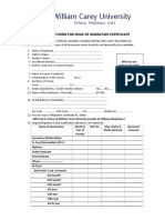 William Carey University: Application Form For Issue of Migration Certificate