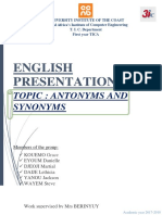 English Presentation: Topic: Antonyms and Synonyms