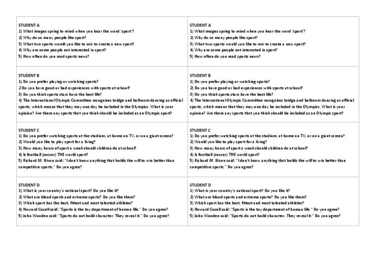 Engaging Questions for Sports Discussions | PDF | Sports