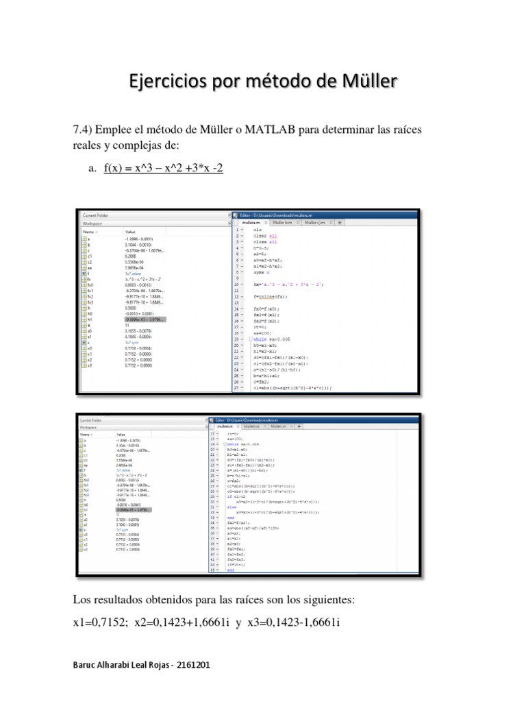 Ejercicios Resueltos Método de Müller | PDF | Métodos y materiales de ...