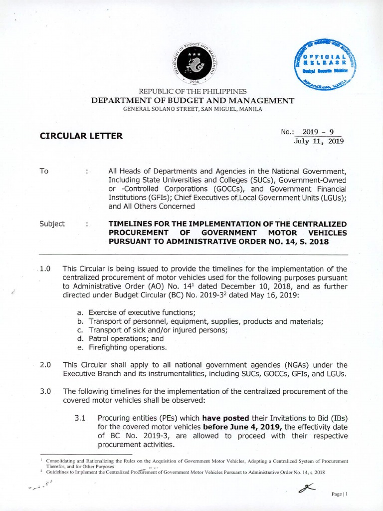 Circular Letter No 2019 9 | PDF | Public Law | Social Institutions