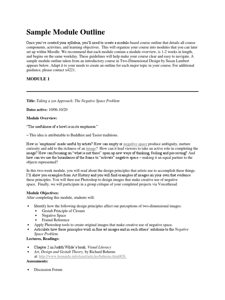 Sample Module Outline | PDF | Educational Assessment | Pedagogy