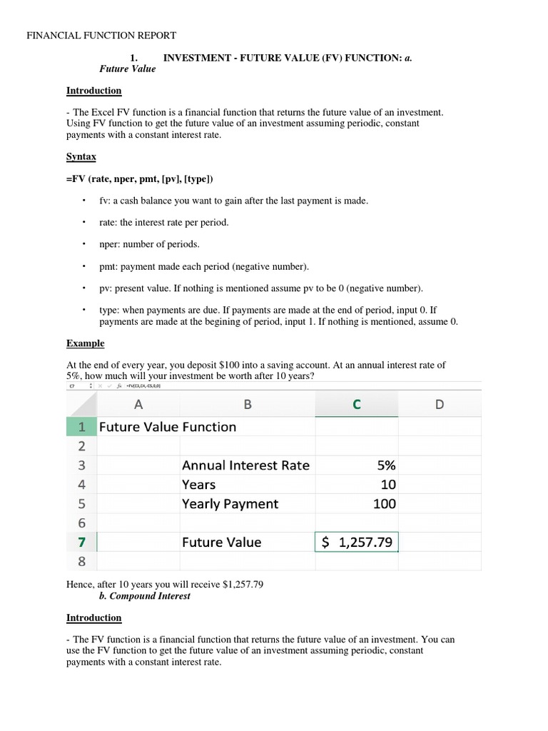 Excel Financial Functions Overview | PDF | Internal Rate Of Return ...