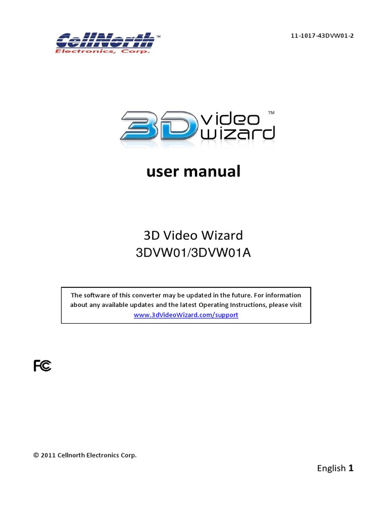3d Video Wizard User Manual 101711 | PDF | Hdmi | Stereoscopy