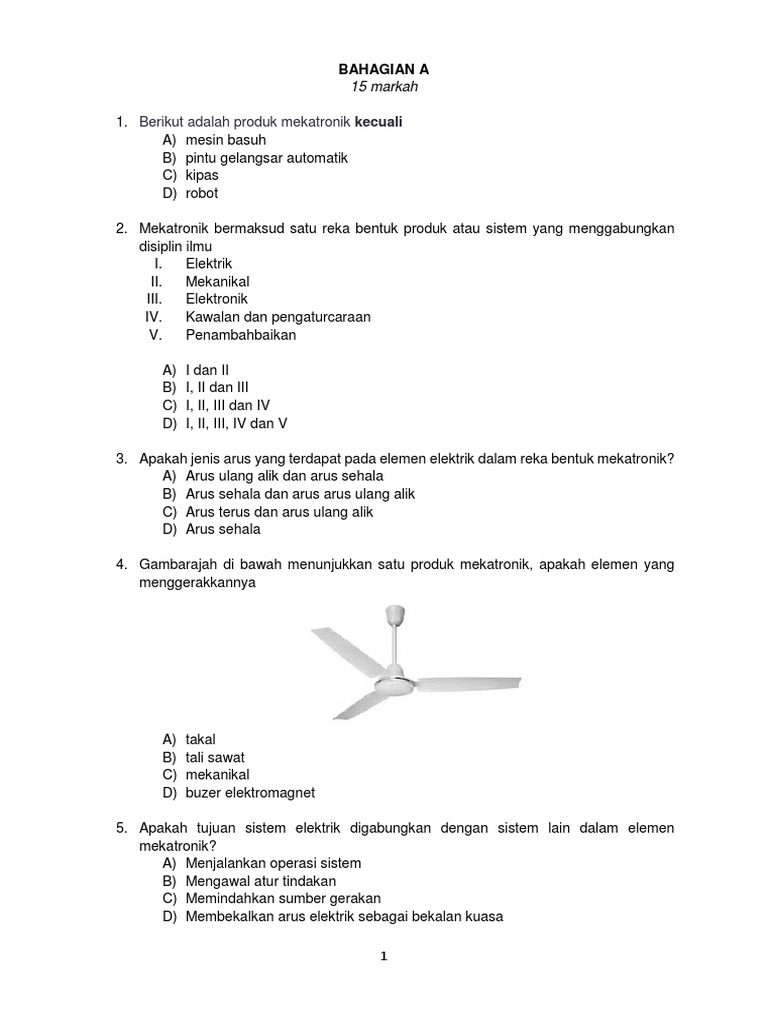 Kertas Soalan Ujian RBT Tingkatan 3