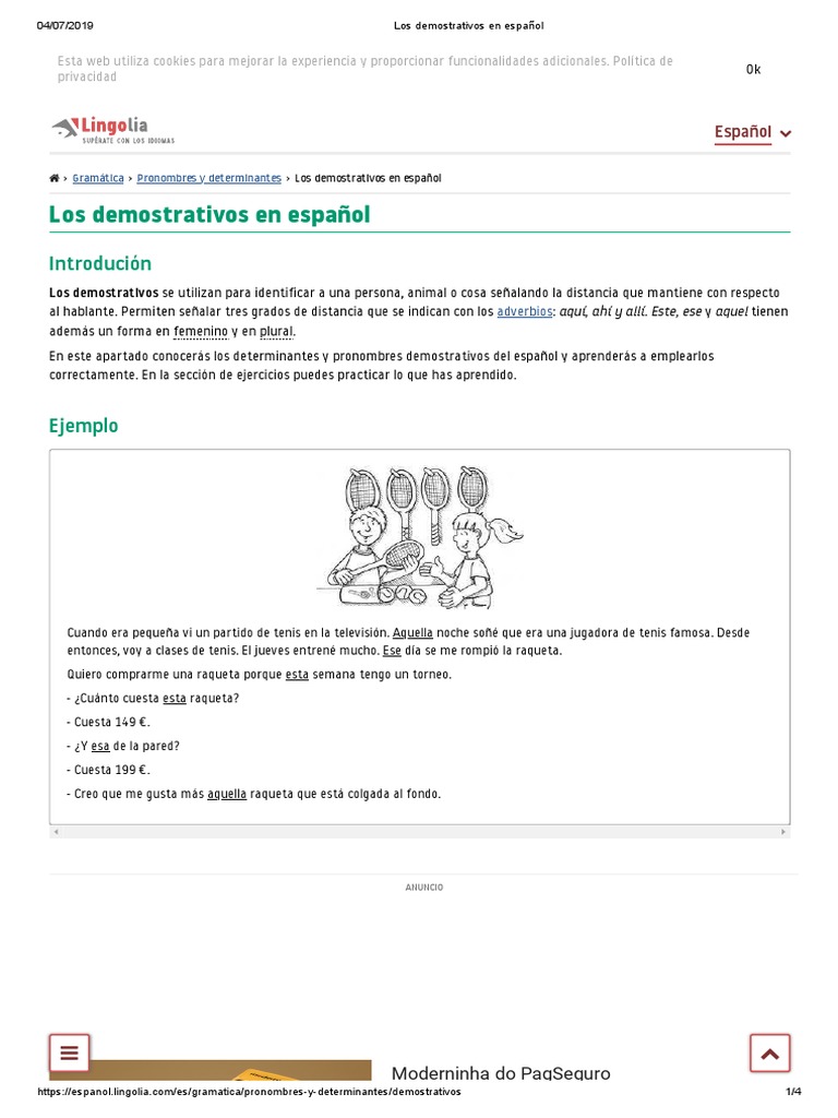 Uso de los demostrativos en español | PDF | Sustantivo | Relaciones ...