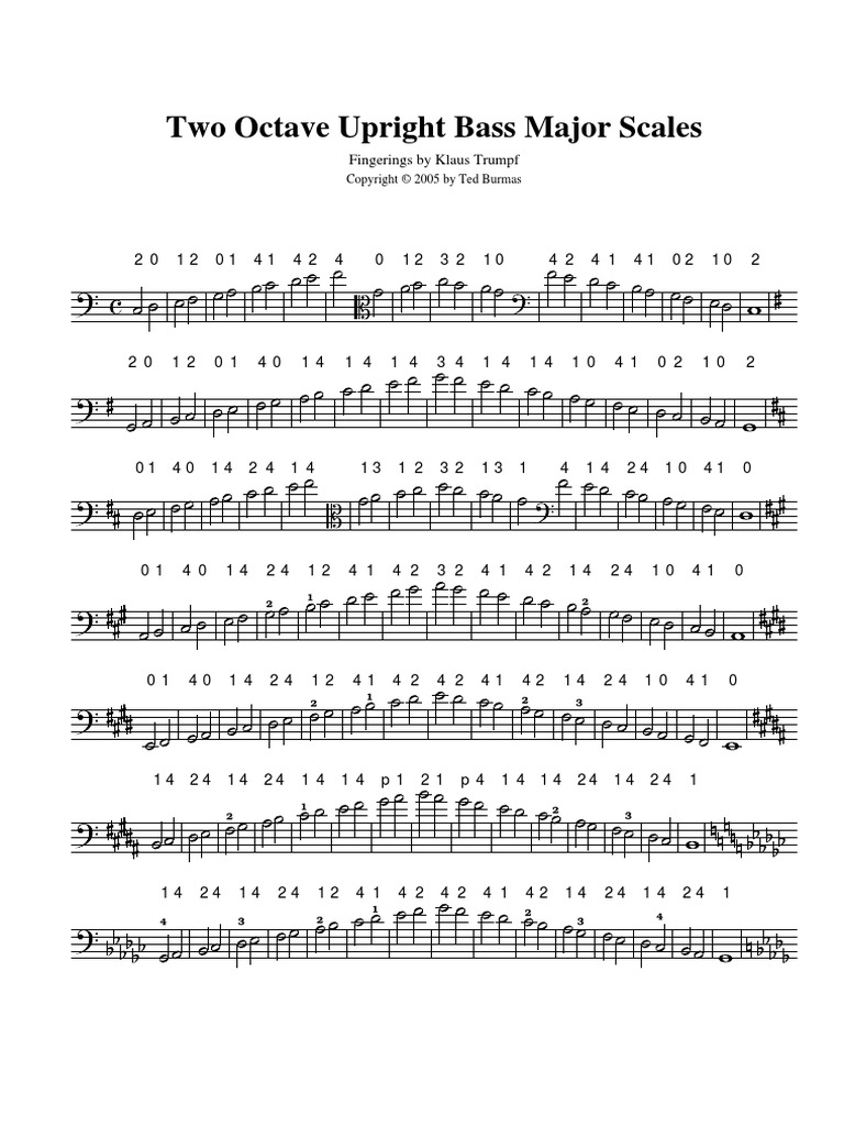 Two Octave Upright Bass Scales (With Alto Clef) | PDF
