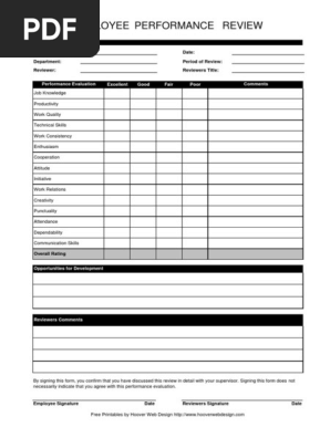 Employee Performance Review Template