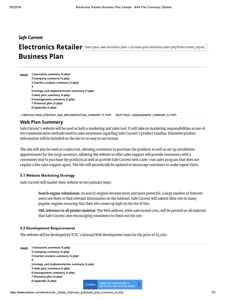 electrical and electronics shop business plan