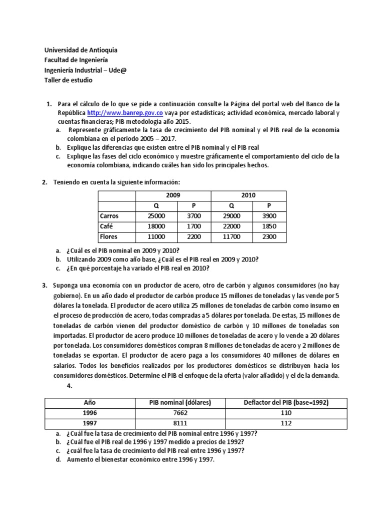 Ejemplos de PIB Real en Colombia | PDF | Producto Interno Bruto ...