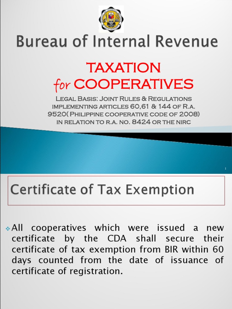 Taxation For Cooperatives PDF Public Finance Taxes