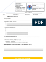 Classroom Observation Tool (Formal Observation) : Sta. Monica Elementary School