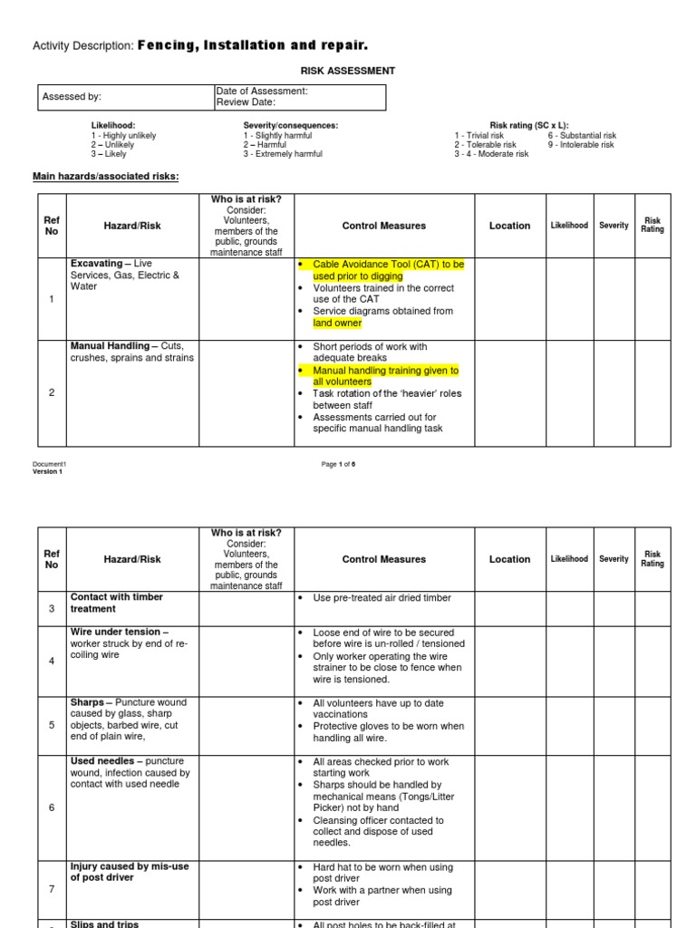 Fencing, Installation and Repair. Activity Description PDF