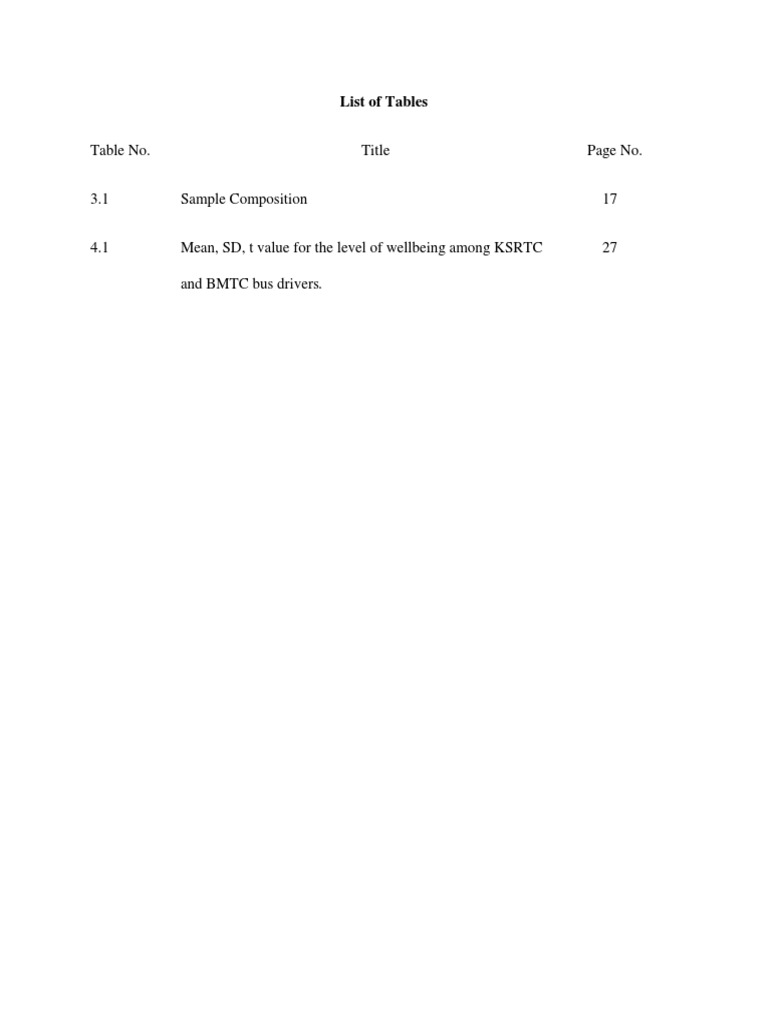 List of Tables - Abstract | PDF
