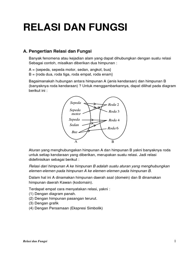 Pengertian Relasi dan Fungsi Matematika | PDF | Metode & Bahan Ajar