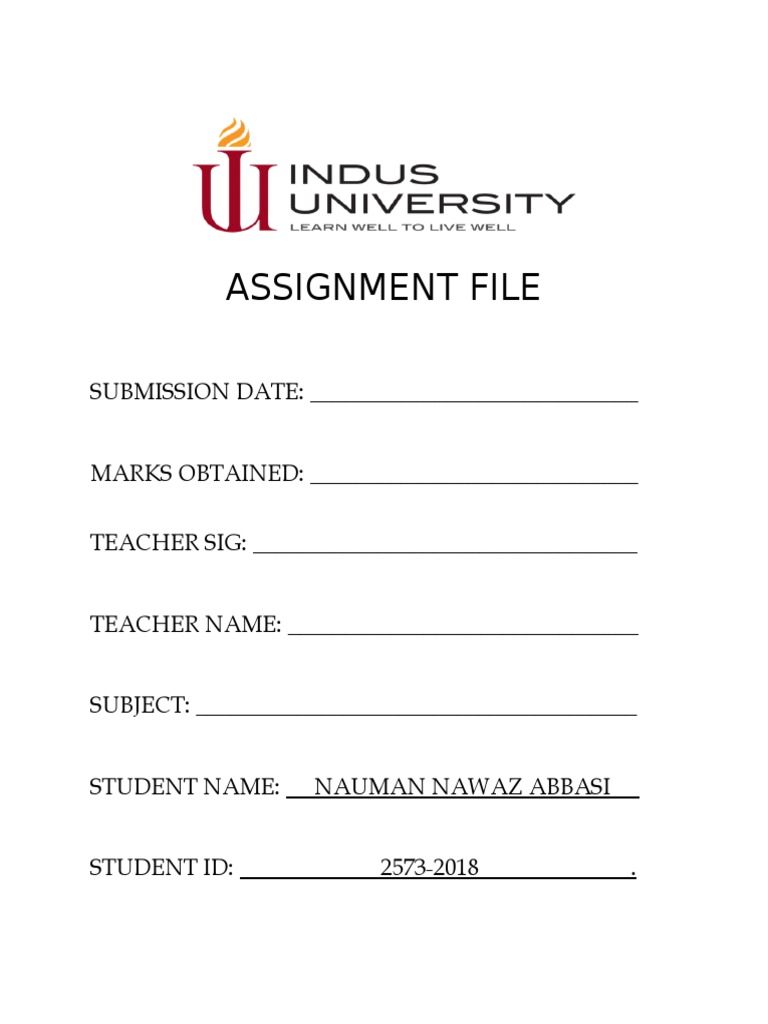 University Assignment Cover Page