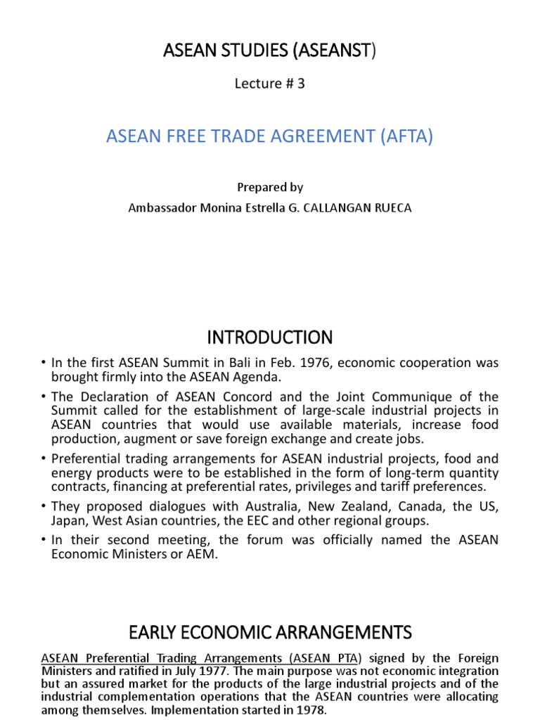 Aseant Freetrade Agreement | PDF | Asean Free Trade Area | Association ...