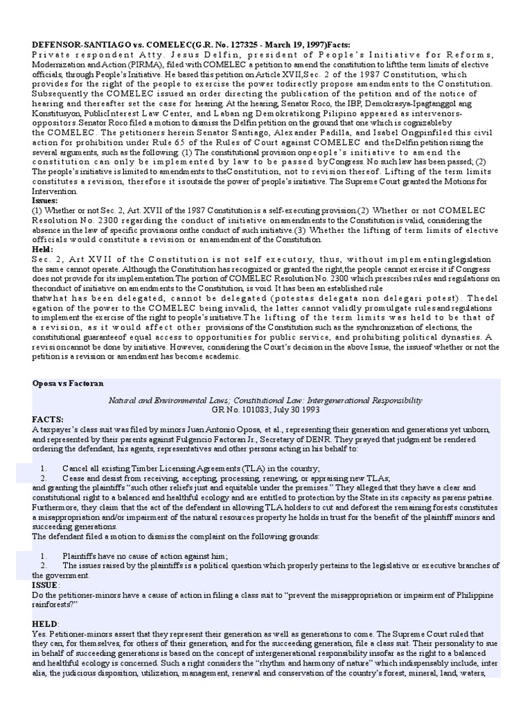 Defensor Santiago vs. Comelec PDF Standing (Law) Case Or