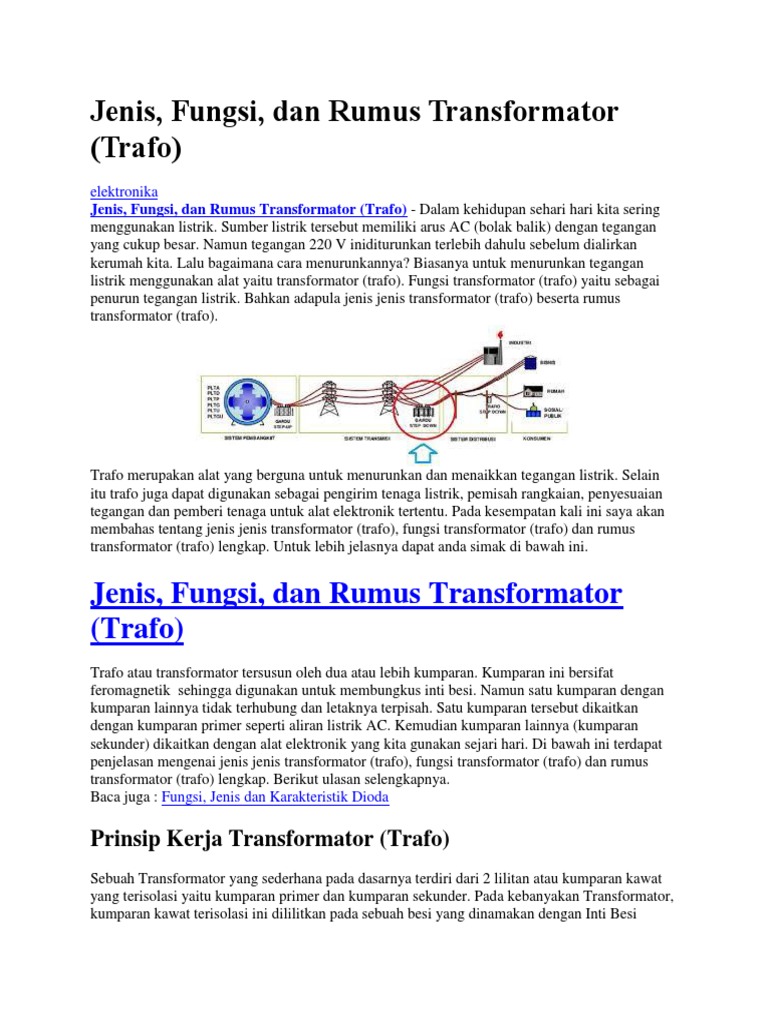 Jenis dan Rumus Transformator Listrik | PDF