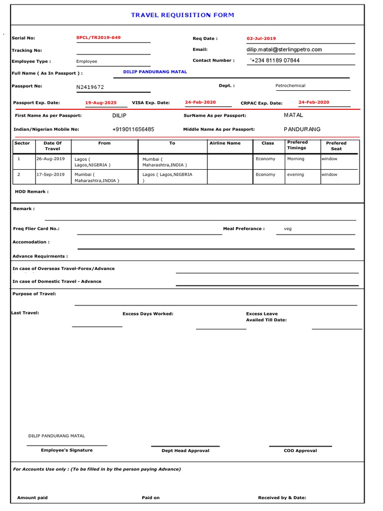 Travel Requisition Form | PDF | Government And Personhood | Business