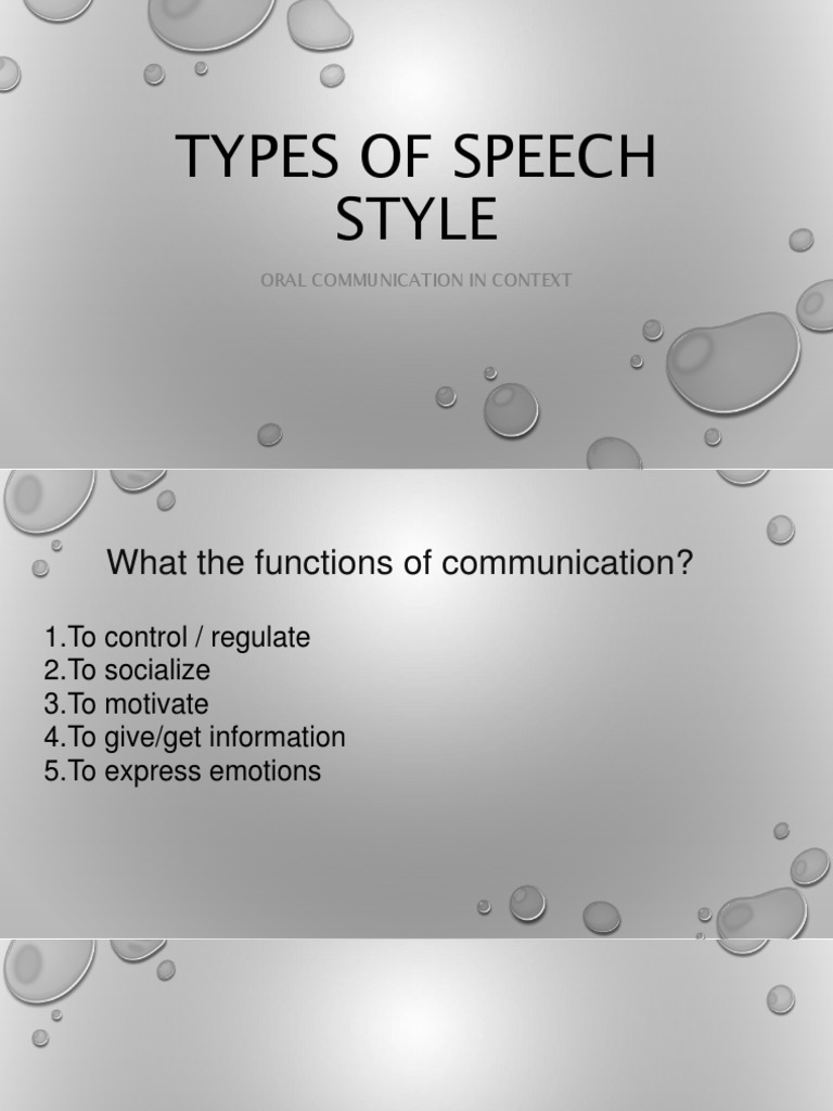 type of speech context and style