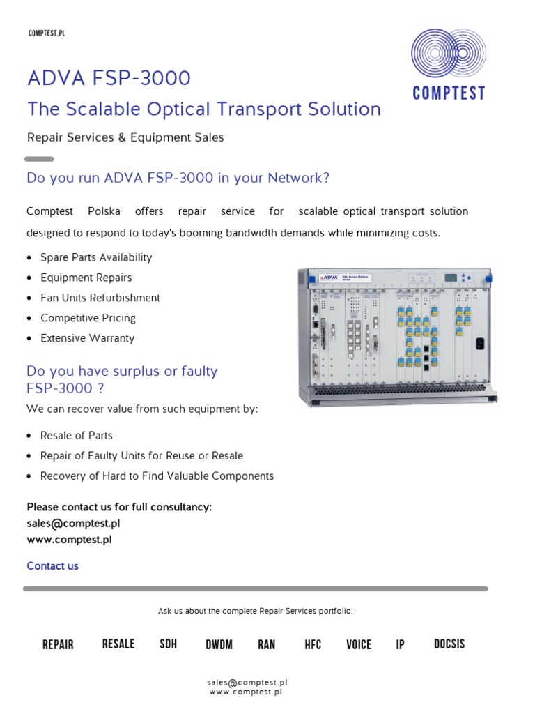 ADVA FSP3000 The Scalable Optical Transport Solution PDF