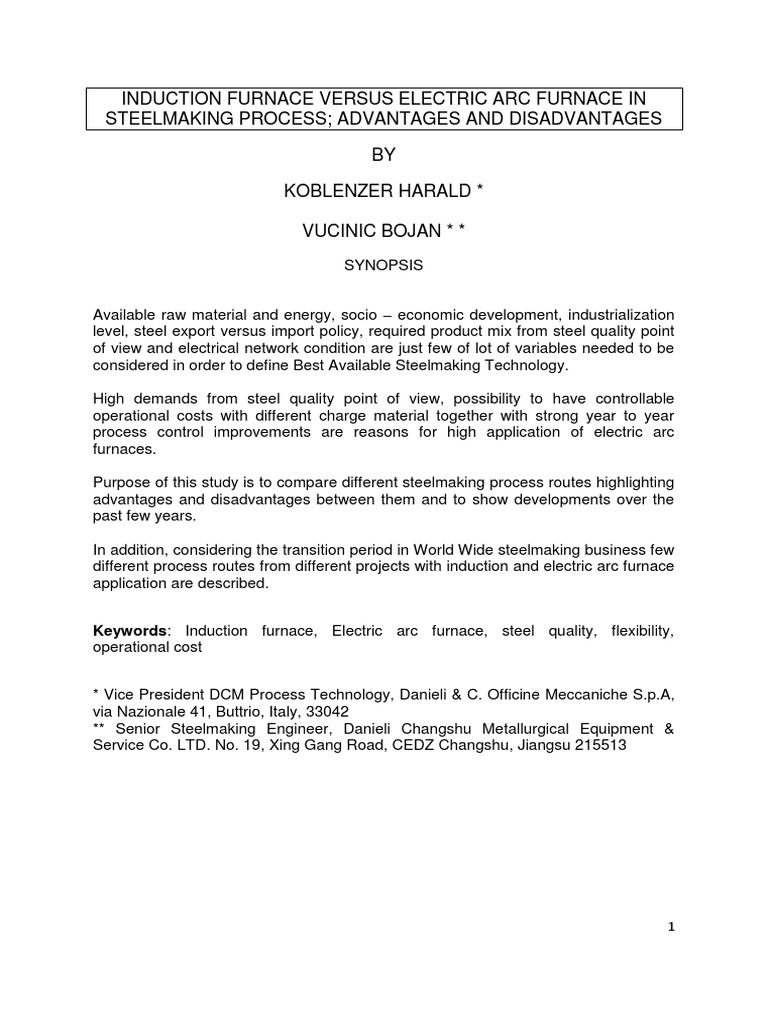 Induction Furnace Versus Electric Arc Furnace in Steelmaking Process