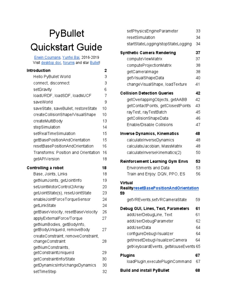 PyBullet Quickstart Guide | PDF | Port (Computer Networking ...