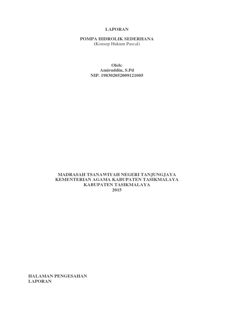 Pompa Hidrolik Sederhana Konsep Dasar Dan Aplikasi Hukum Pascal Pdf