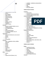 Cets Coverage: General Math Coverage Algebra General English Coverage Vocabulary