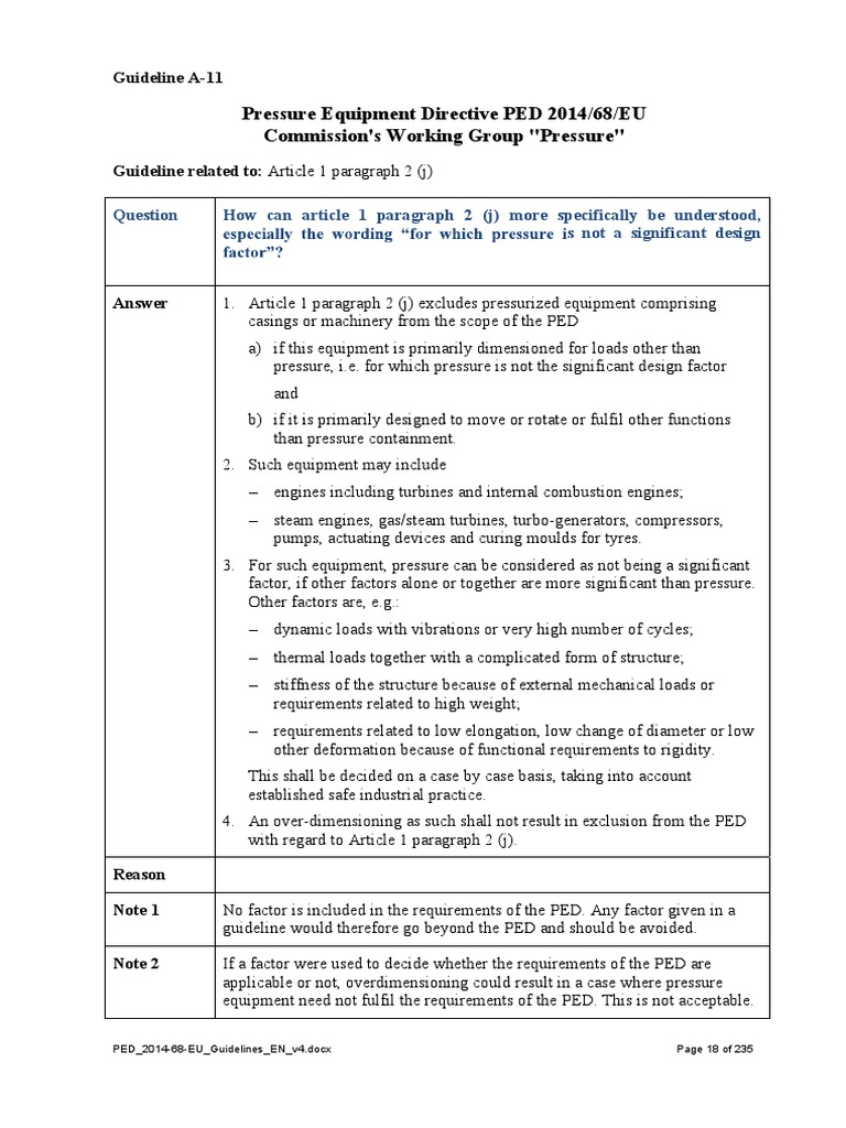 PED Guideline A-11 | PDF | Machines | Steam Engine