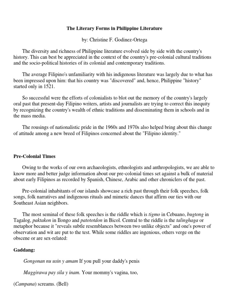 Philippine Literature: Forms and Traditions | PDF | Philippines | Poetry