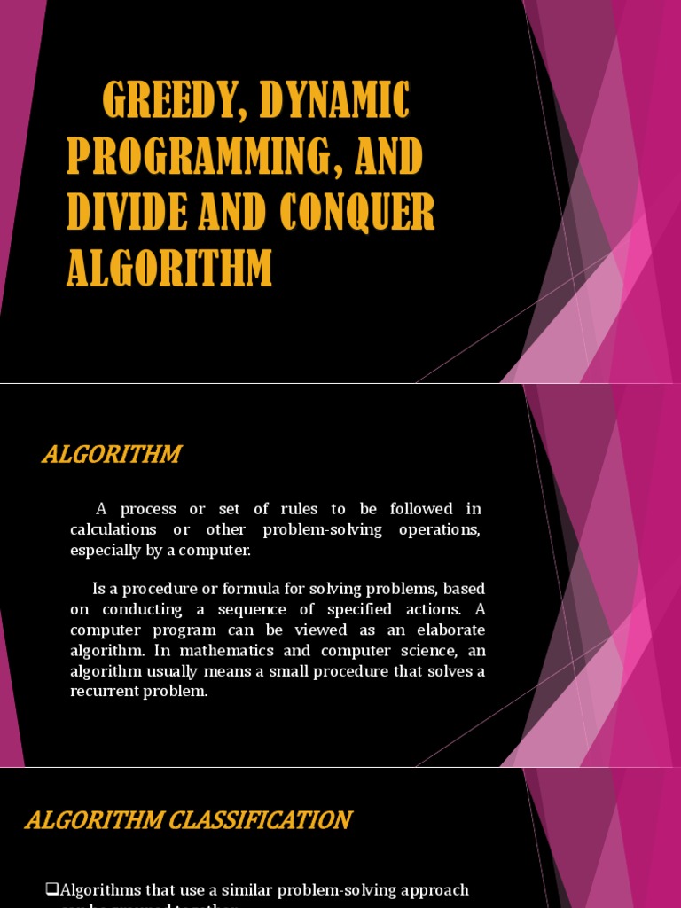 Greedy, Dynamic Programming, and Divide and Conquer Algorithm | PDF ...