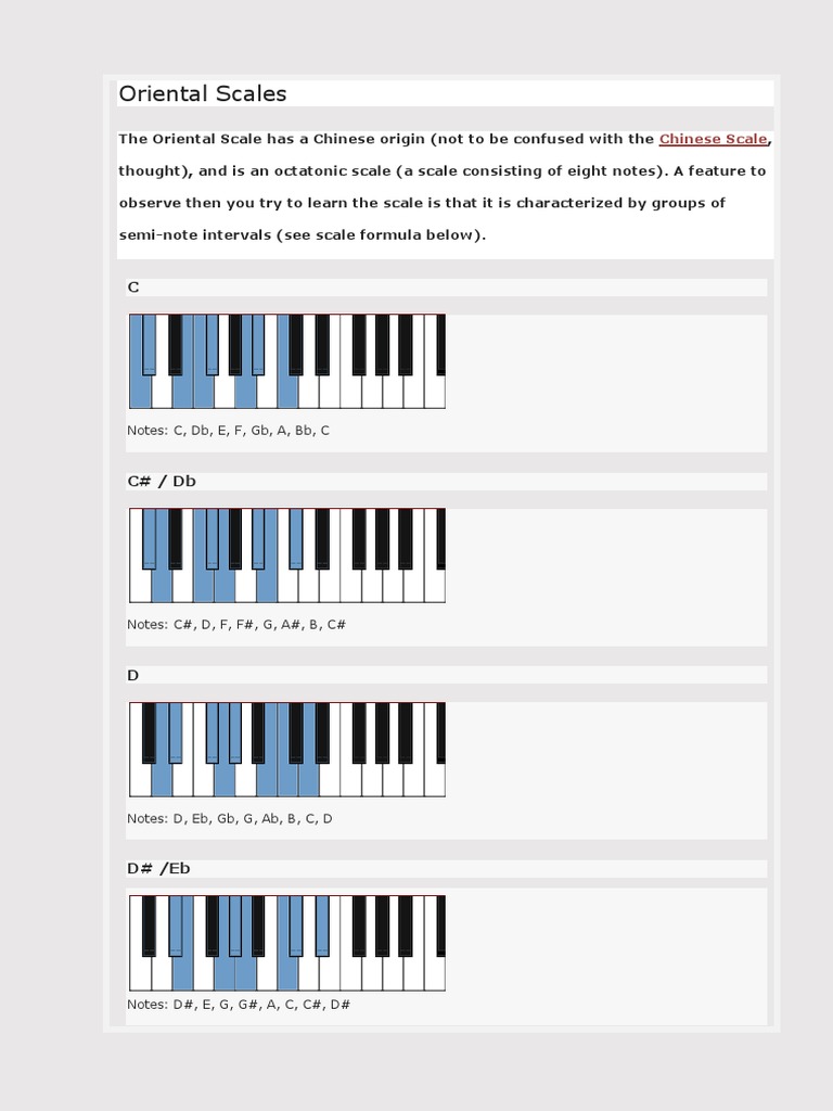 Oriental Scale Overview and Formula | PDF