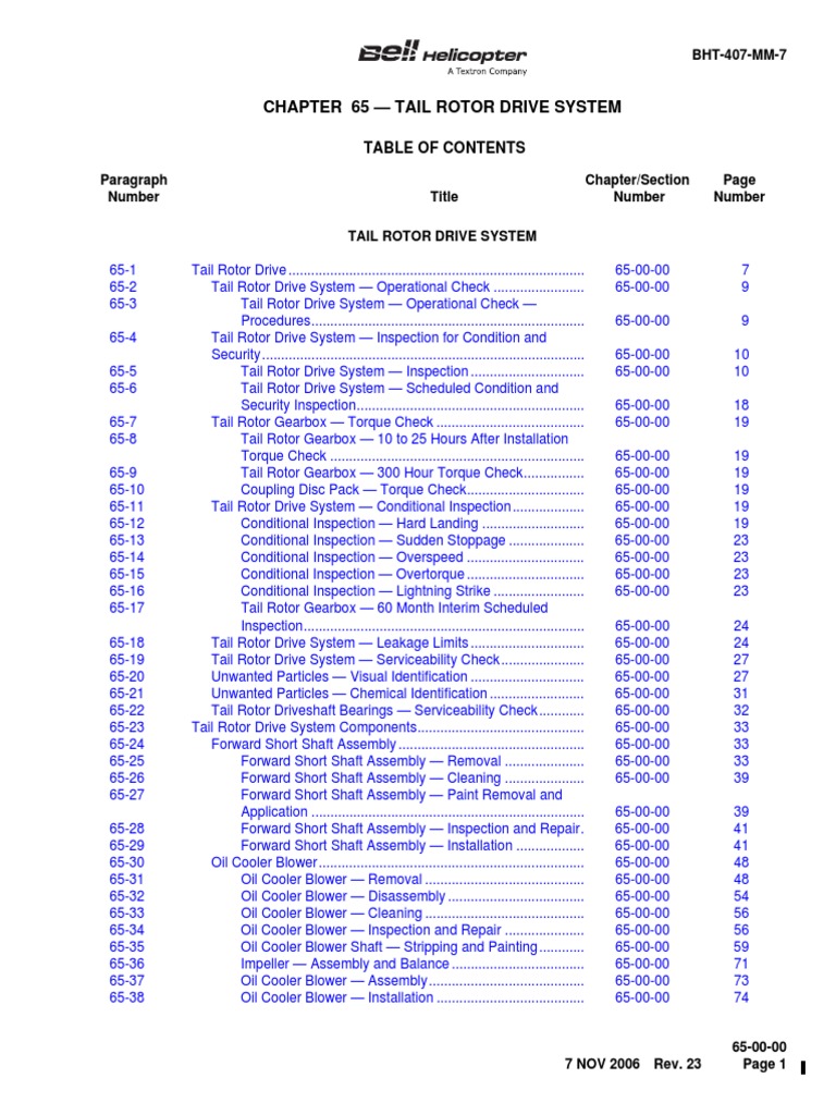 Bell 407 Tail Rotor Drive System Guide | PDF | Helicopter Rotor ...