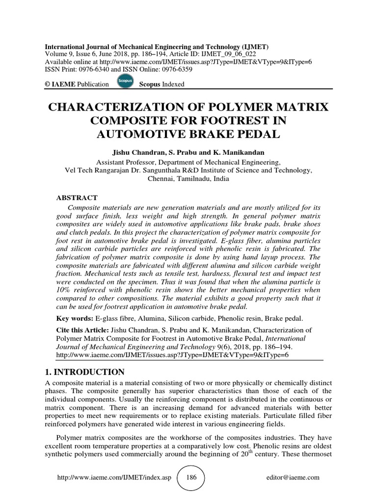 Characterization of Polymer Matrix Composite For Footrest in Automotive