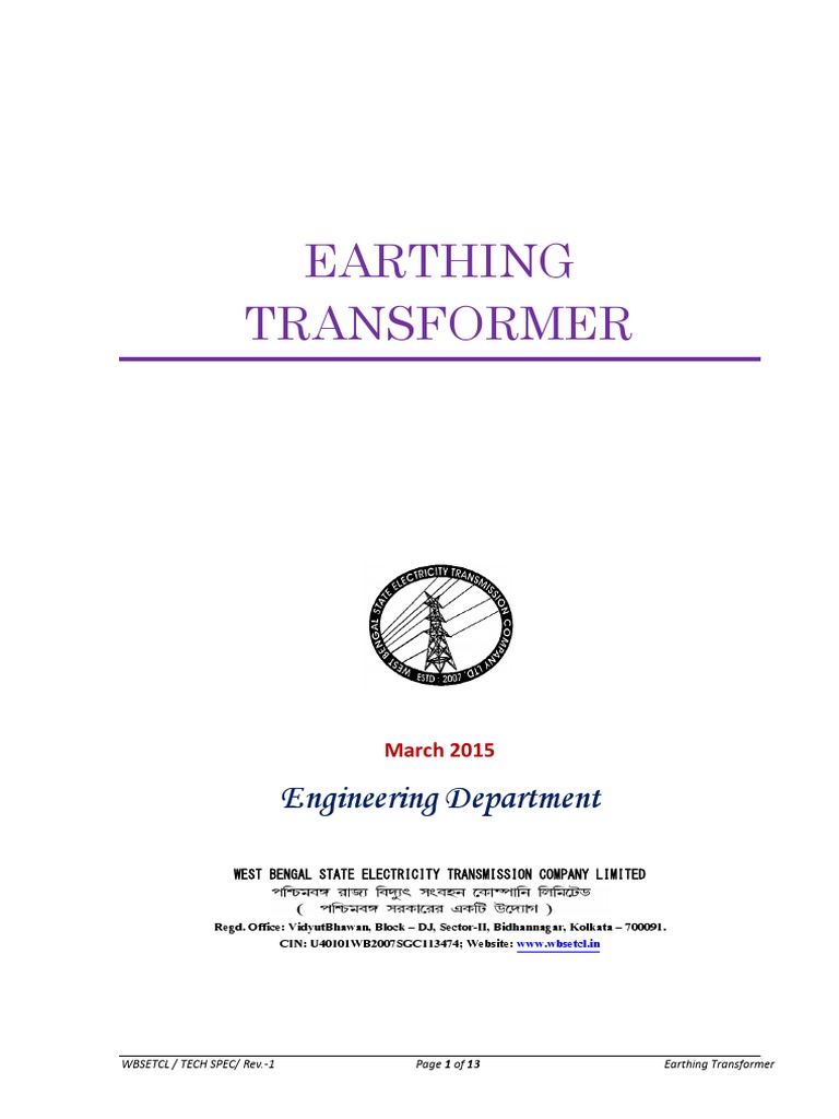 33kV Zigzag Earthing Transformer Specs | PDF | Transformer | Insulator ...