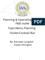 Cocktail Bar Menu Planning for F&B Outlet
