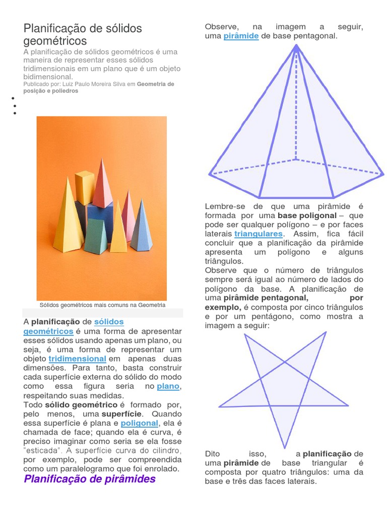 Planificação de Sólidos Geométricos | PDF | Polígono | Geometria convexa