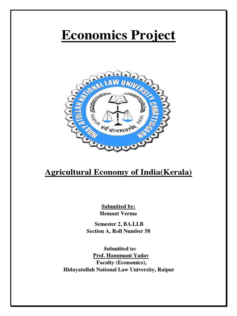 Agricultural Economy of Kerala Project | PDF | Economy Of India | Economies