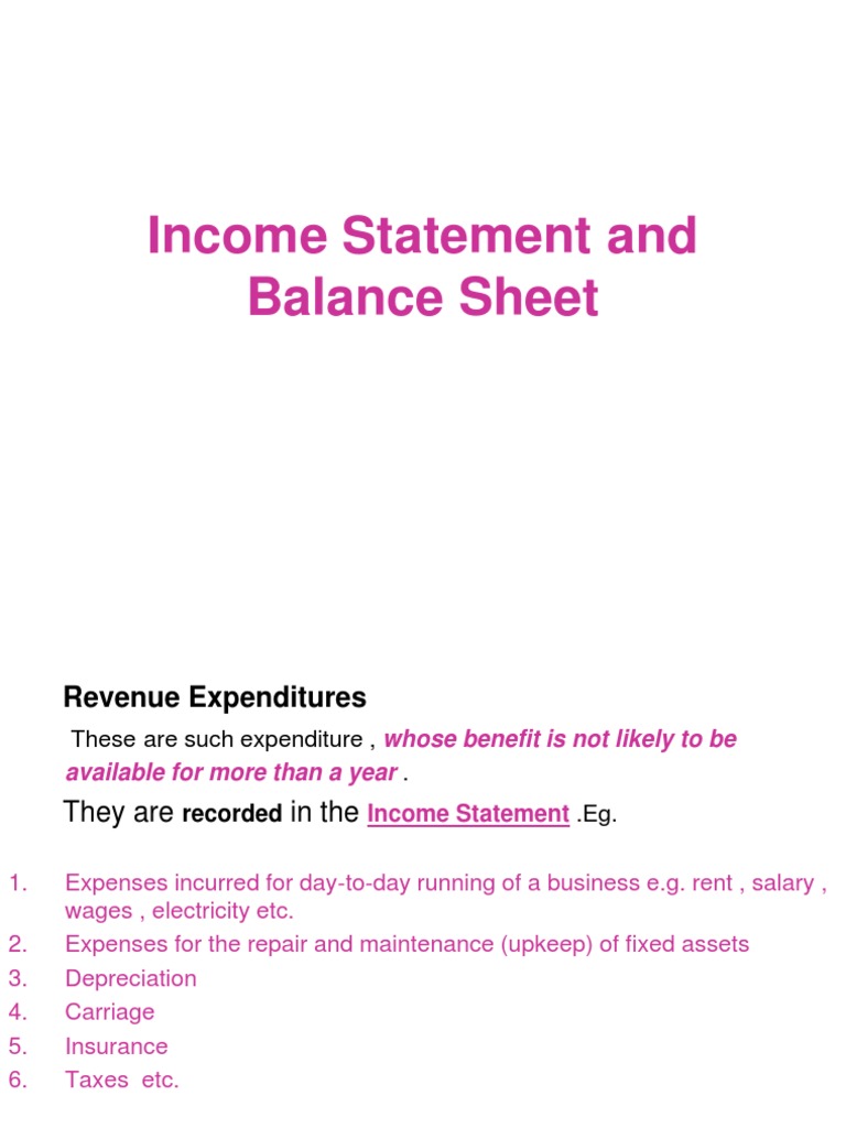 Income Statement and Balance Sheet | PDF | Expense | Income Statement
