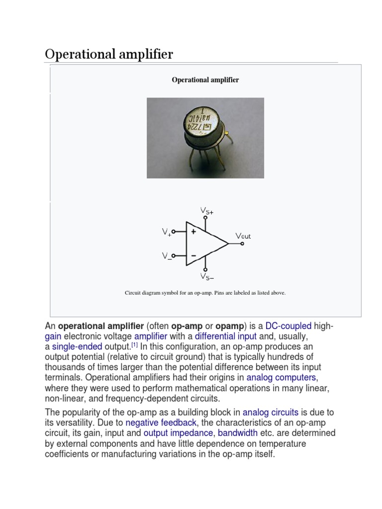Operational Amplifier PDF Operational Amplifier Amplifier
