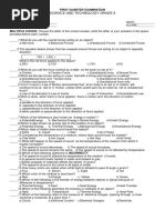 Science and Technology Grade 8: First Quarter Examination