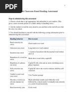 Informal Classroom Reading Assessment