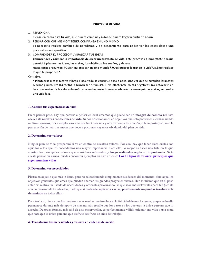 Proyecto de Vida | PDF | Cognición | Conceptos psicologicos