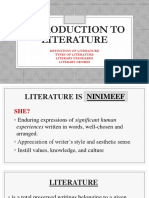 Introduction To Literature: Definition of Literature Types of Literature Literary Standards Literary Genres