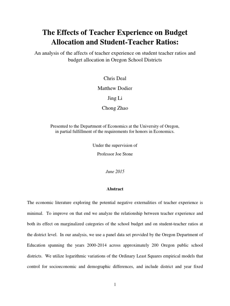 Teacher Experience and Budget Impact | PDF | Regression Analysis | Teachers