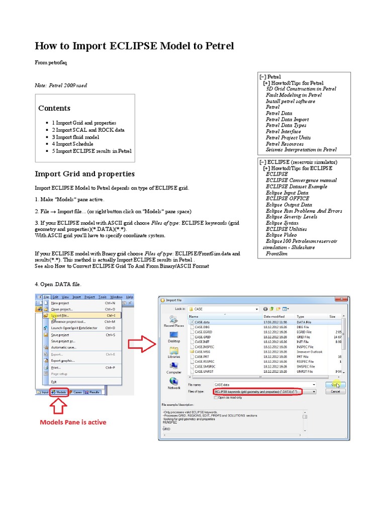 Importing ECLIPSE Models to Petrel | PDF | Computer Data | Computing