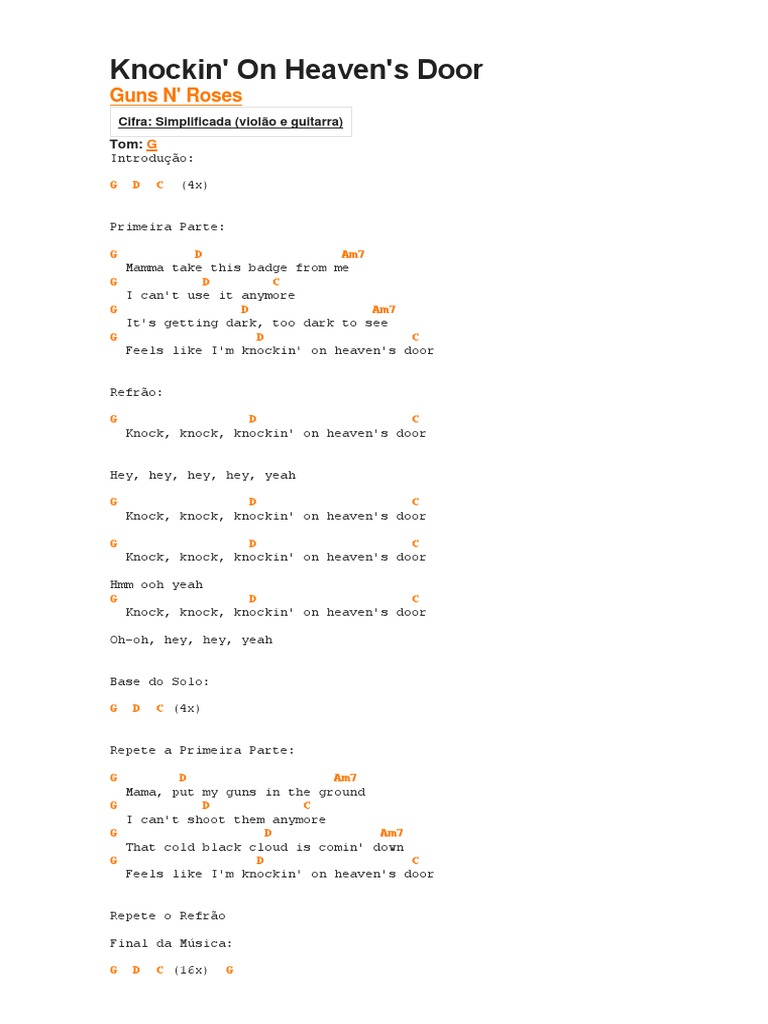 Cifra Knockin' On Heaven's Door | PDF